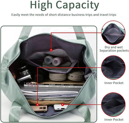 Large Capacity Foldable Travel Bag Expandable Portable Carry on Bag Dry&Wet Separation Sports Duffel Bags
