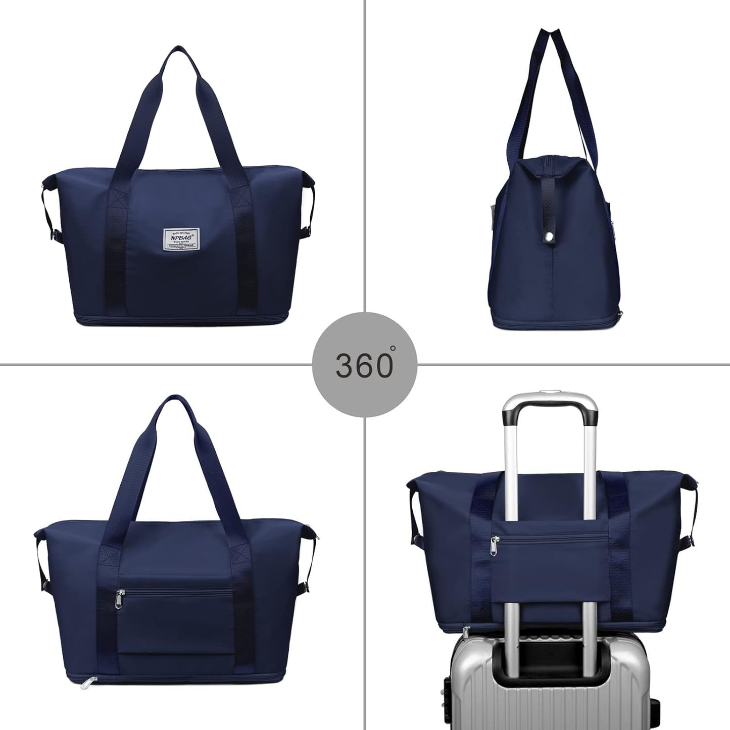 NPBAG Women Travel Duffel, Multi Functional Large Expandable Weekender Carry-on Tote, Gym Workout Overnight Bag, Mommy Hospital Bag for Labor and Delivery