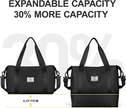 Travel Duffel Bag, Sports Tote Gym Bag, Shoulder Weekender Overnight Bag for Women