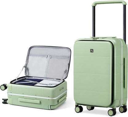 Hanke Top Opening 24 Inch Luggage with Spinner Wheels, Aluminum Frame All-PC Hard Shell Medium Suitcase, Zipperless Trunk Wide Handle Luggage, TSA Checked-Medium(Bamboo Green, 69L)