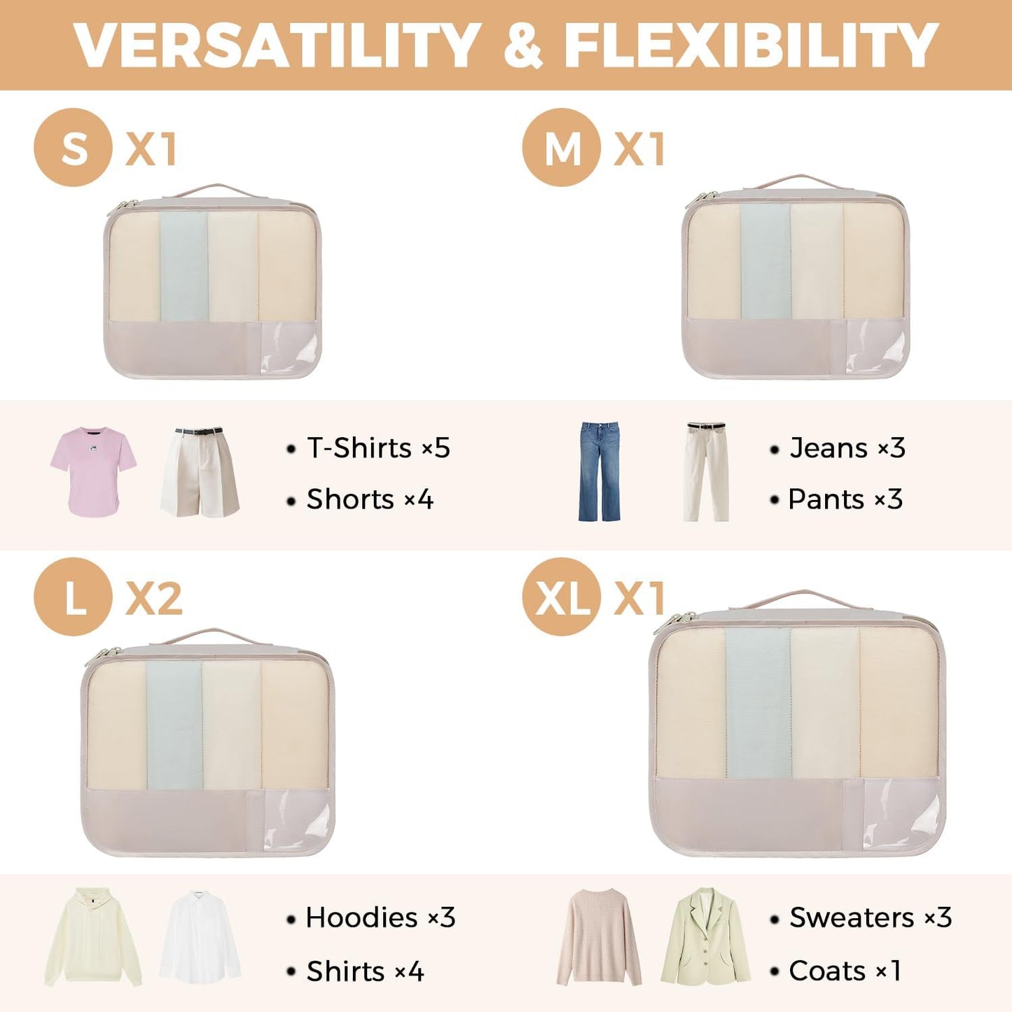 BAGAIL 9 Set Packing Cubes Luggage Packing Organizers for Travel Accessories