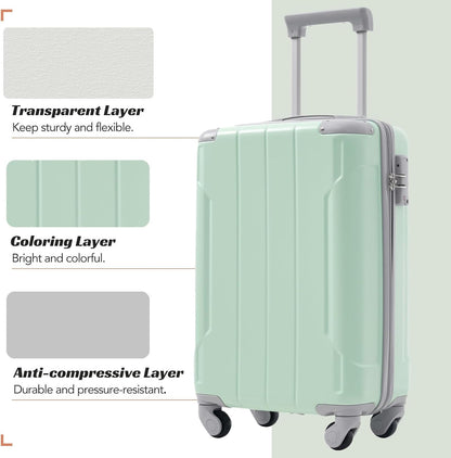 Merax Luggage Set 3 Piece, 20 Inch Carry on Spinner Suitcase with Corner Guards, Lightweight Durable, Airline Approved for Business or Weekend Travel