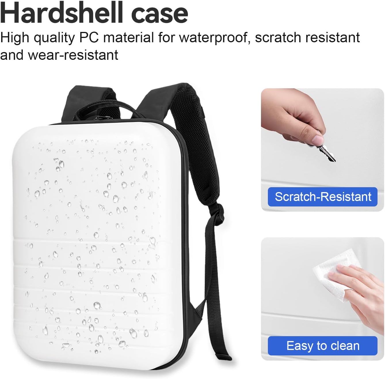 SOKOK Carry On Travel Backpack Waterproof Business Backpack with Laptop Compartment, Slim Hardshell Computer Backpack for Men and Women, White