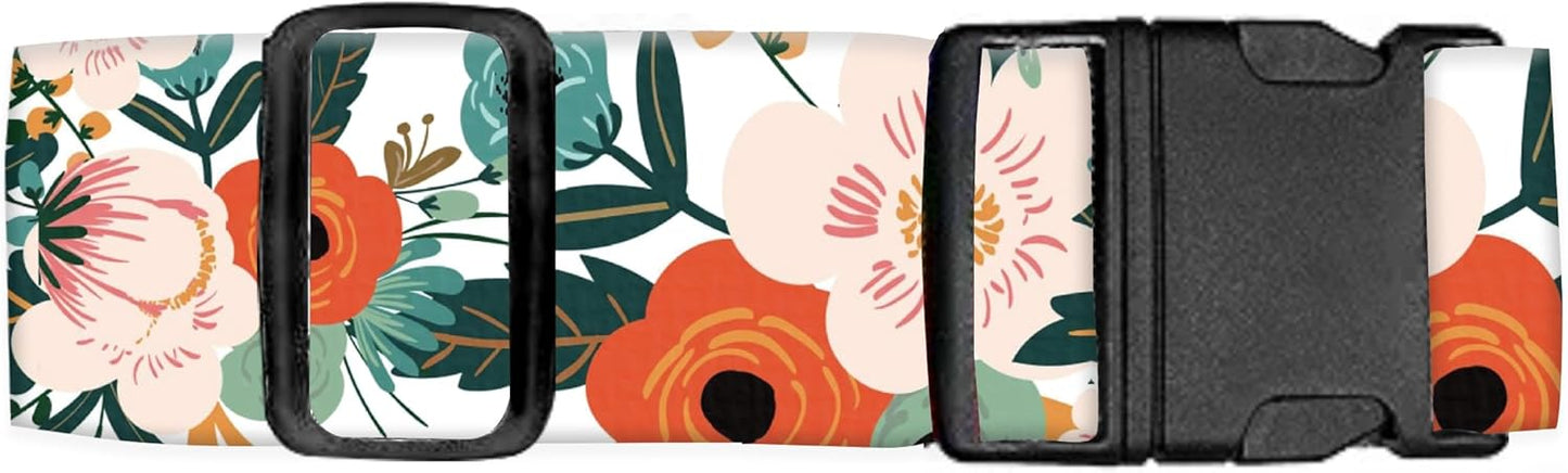 Luggage Straps for Suitcases Travel Belt Accessories, Cute Suitcase Strap, Adjustable Luggage Belt Strap, Heavy Duty with Quick-Release Buckle Luggage Strap Cute Orange Flowers