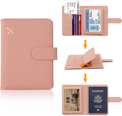Melsbrinna Rfid Passport Holder for Travel women/Men, Cute Passport Wallet Rfid Blocking Card Slots, Rfid Passport Cover/CaseTravel Wallet, Passport Book Holder (1, Pink)