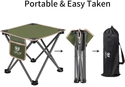 Opliy Camping Stool, Folding Samll Chair Portable Camp Stool for Camping Fishing Hiking Gardening and Beach, Camping Seat with Carry Bag (Green, L 13.5")