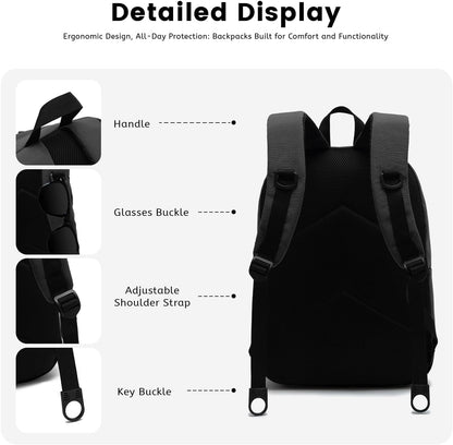 Lanola Basic Multi-Pocket Multipurpose Backpack Classical Water Resistant Student Bookbag For School Business Travel or Casual Daypack Backpacks for Men or Women - Black