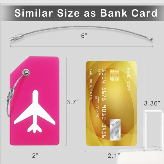 8pack Luggage Tags for Suitcases with Name ID Card,Quickly Identify Travel Tags for Luggage, Backpacks, Bags, Baggage, Cruise Suitcases - Flexible & Bright Silicone (Neo Pink