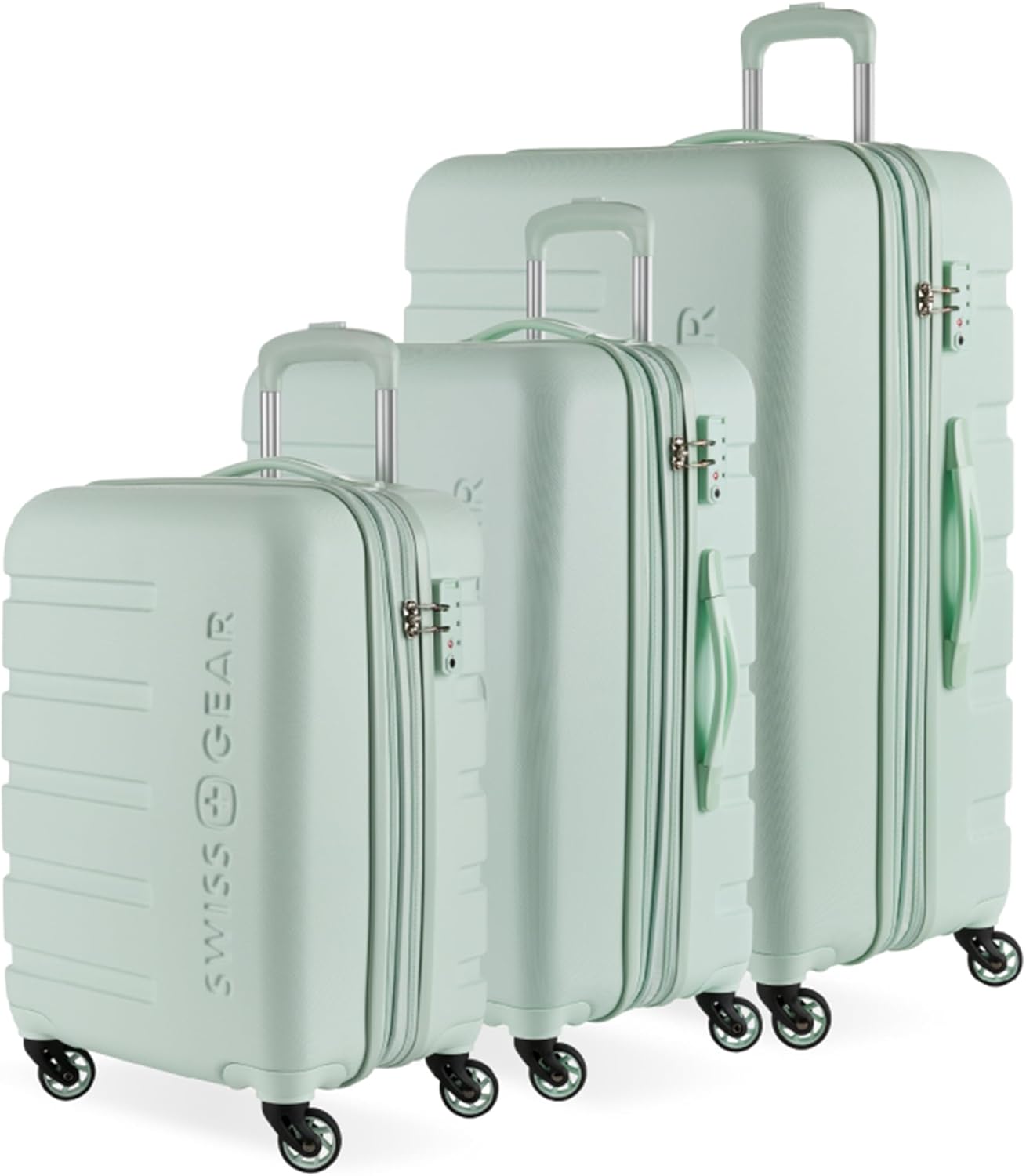 SwissGear 7366 Hardside Expandable Luggage with Spinner Wheels, Clearly Aqua, 3-Piece Set (19/23/27)
