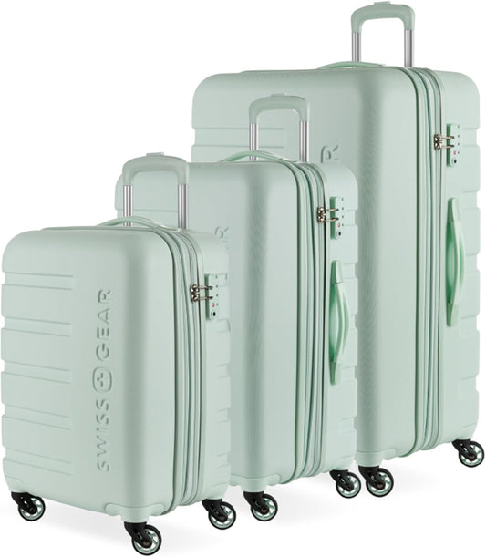SwissGear 7366 Hardside Expandable Luggage with Spinner Wheels, Clearly Aqua, 3-Piece Set (19/23/27)