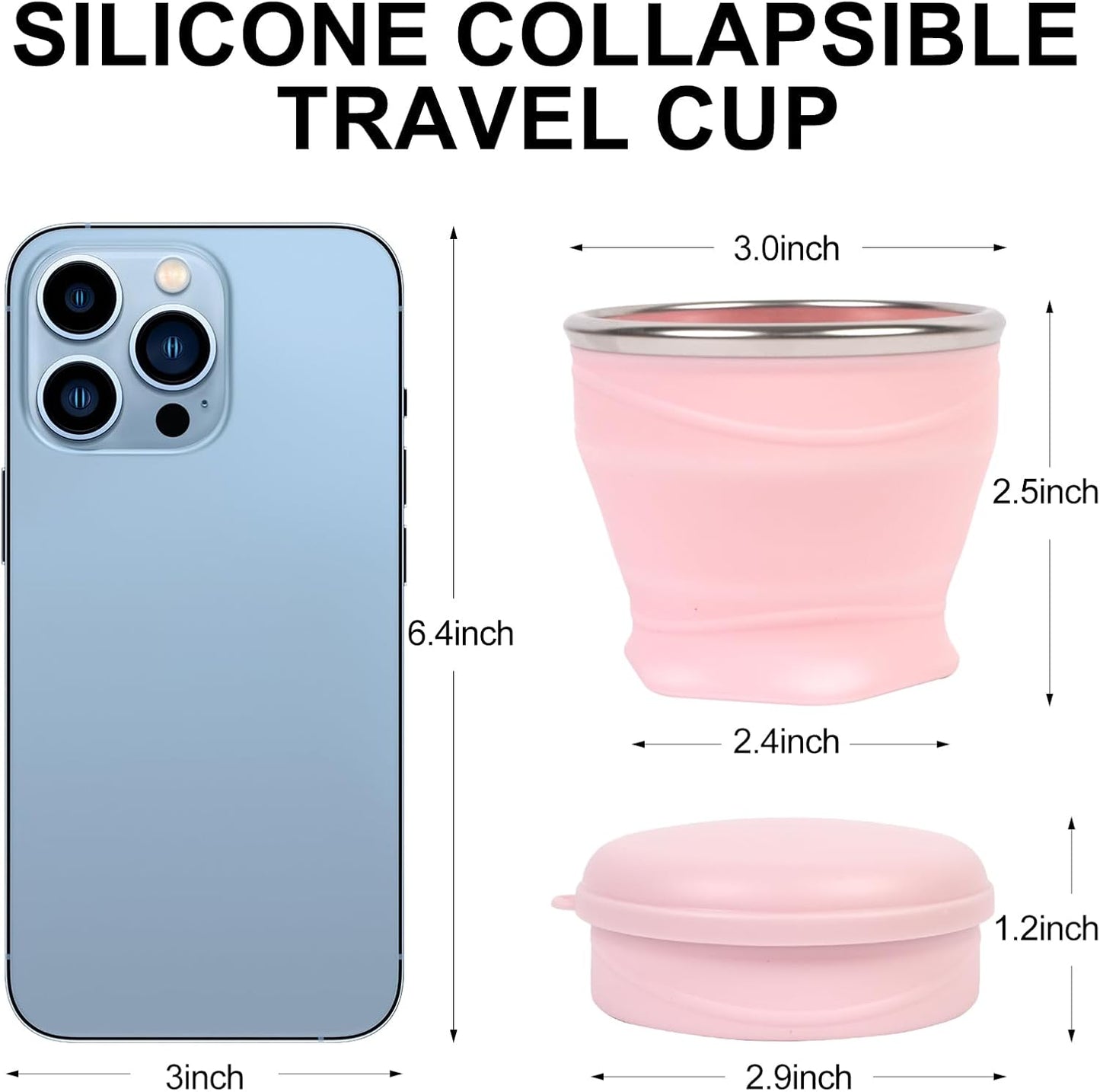 Collapsible Water Cup 6oz/180ml - Collapsible Cup - Silicone Collapsible TravelCup - Silicone Folding Camping Cup with Lids - Foldable Drinking Cup - for Travel, Camping, Hiking, Outdoor Sports
