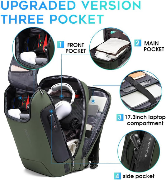 BANGE Anti-Theft Backpack,Tech Backpacks, 17 Inch Laptop Backpack with USB3.0 Charging Port, Mens Travel Backpack for Men and Women…