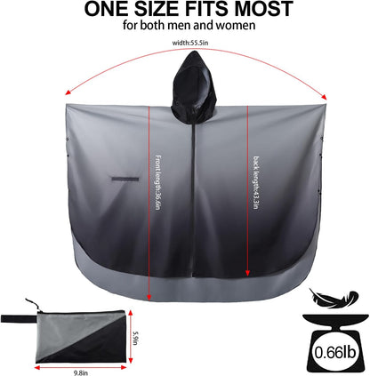 Rain Poncho Jacket Coat Hooded Zipper Style for Women/Men/Adult with Pocket