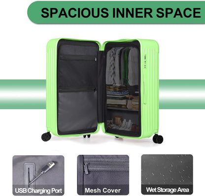 Krute Luggage 28 Inch Suitcase with 4 Universal Wheels TSA Lock PC+ABS Hardside Checked Luggage (AppleGreen