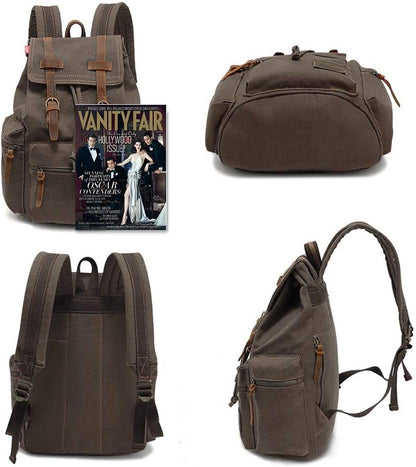 AUGUR High Capacity Canvas Vintage Backpack - for School Travel 12-15" Laptop Backapcks for Men Casual Daypacks Rucksack (M-Army Green)