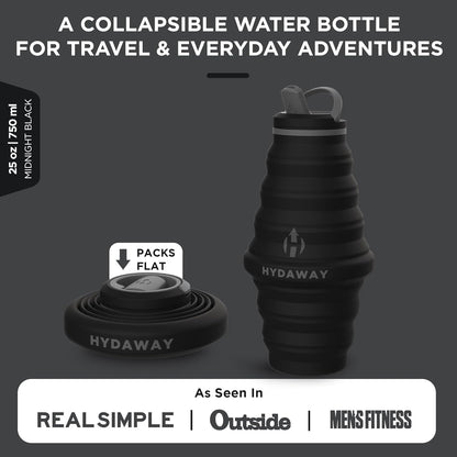 HYDAWAY 25oz Collapsible Water Bottle - BPA-Free, Leakproof, Lightweight, and Space-Saving - Perfect for Hiking, Travel, and All-Day Hydration
