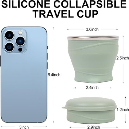 Collapsible Water Cup 6oz/180ml - Collapsible Cup - Silicone Collapsible TravelCup - Silicone Folding Camping Cup with Lids - Foldable Drinking Cup - for Travel, Camping, Hiking, Outdoor Sports