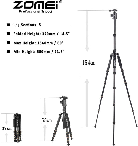 ZoMei Z669 Magnesium Aluminum Alloy Travel Camera Tripod with Ball Head for Canon,Sony,DSLR