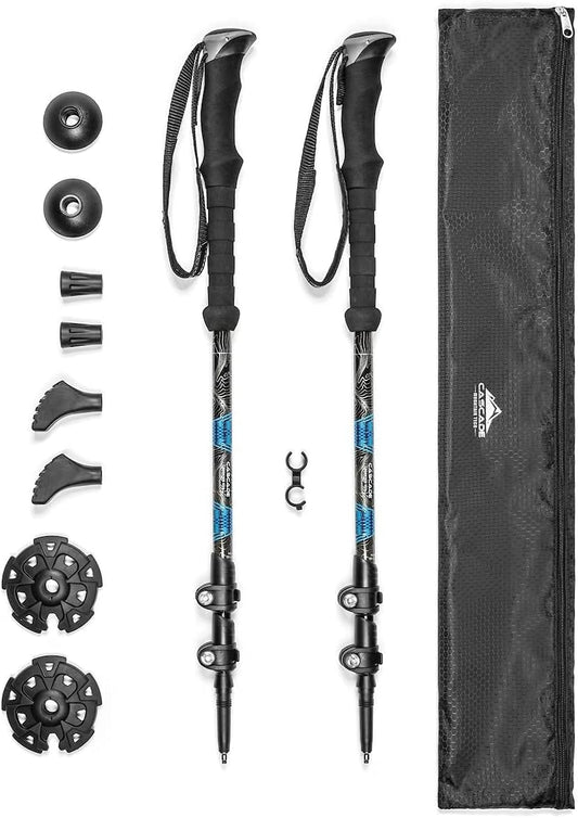 Cascade Mountain Tech Trekking Poles - Carbon Fiber Walking or Hiking Sticks with Quick Adjustable Locks