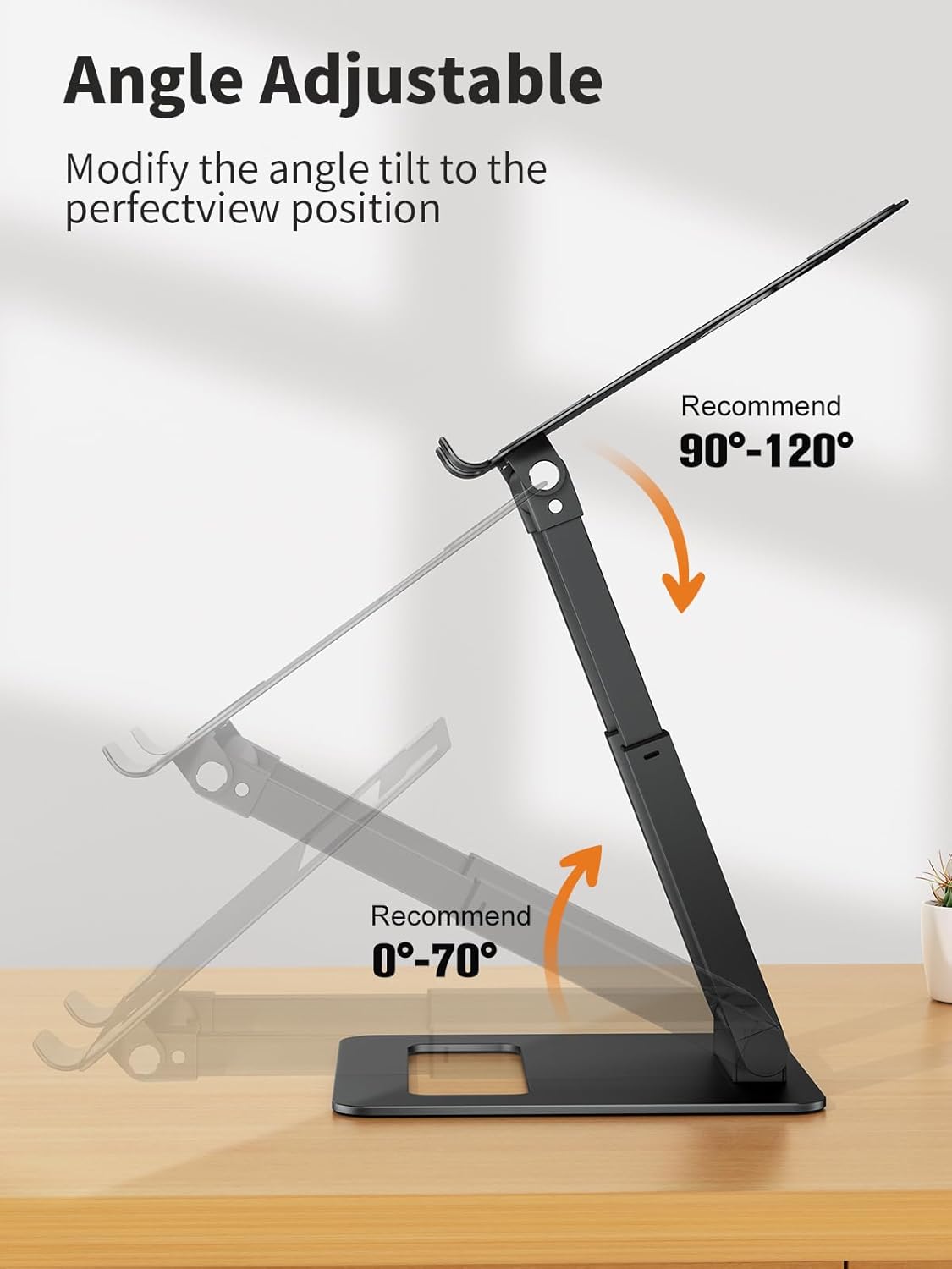 tounee Laptop Stand for Desk Adjustable Height, Telescopic Computer Stand with Pull Out Design Ergonomic Laptop Riser Fits All Laptops 10-17"-Black