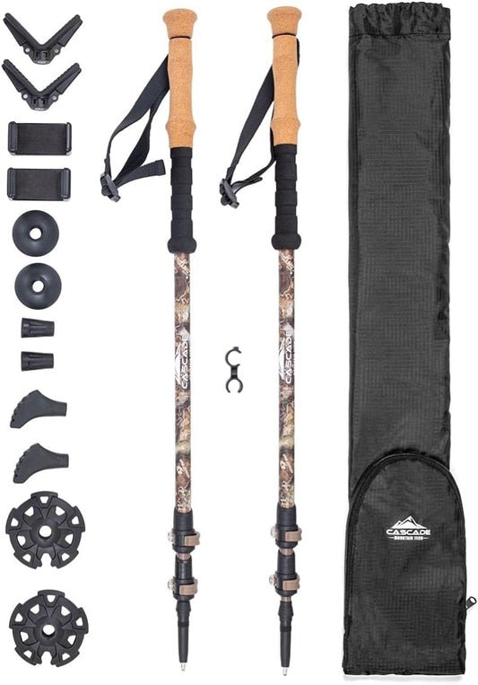 Cascade Mountain Tech Trekking Poles - Carbon Fiber Monopod Walking or Hiking Sticks with with Accessories Mount and Adjustable Quick Locks