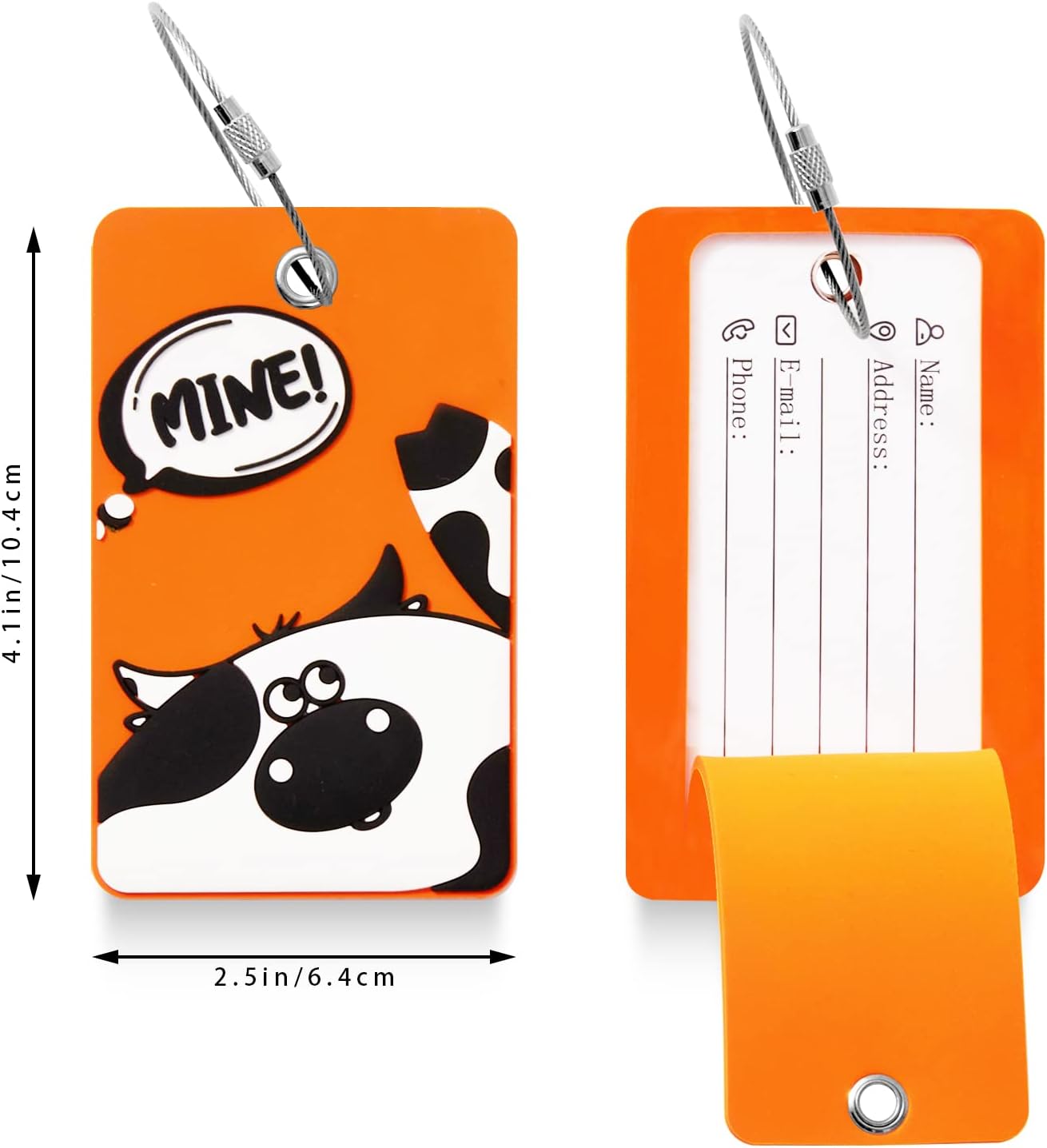 2PCS 2303 Bright Silicone Luggage tag (Orange)