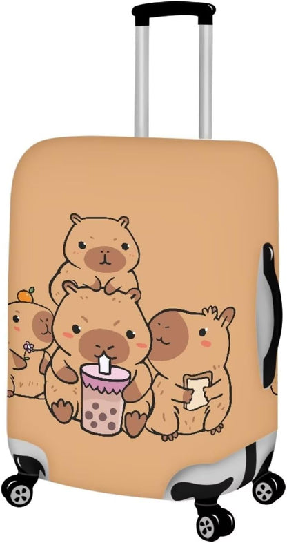 Milk Tea Capybara Luggage Cover Fit 26-29 Inch Universal Thickness Suitcase Covers Protector with Invisible Zipper Scratch-Resistan Travel Luggage Baggage Case