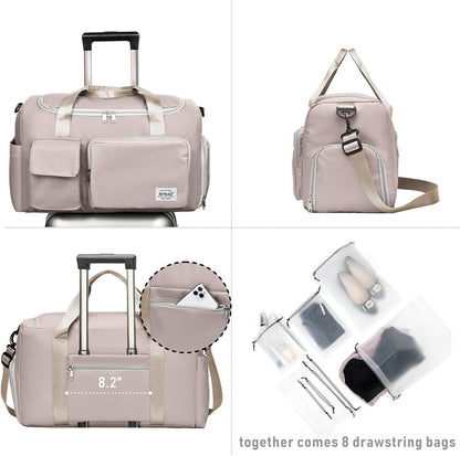 NPBAG Women Travel Duffel, Multi Functional Large Expandable Weekender Carry-on Tote, Gym Workout Overnight Bag, Mommy Hospital Bag for Labor and Delivery