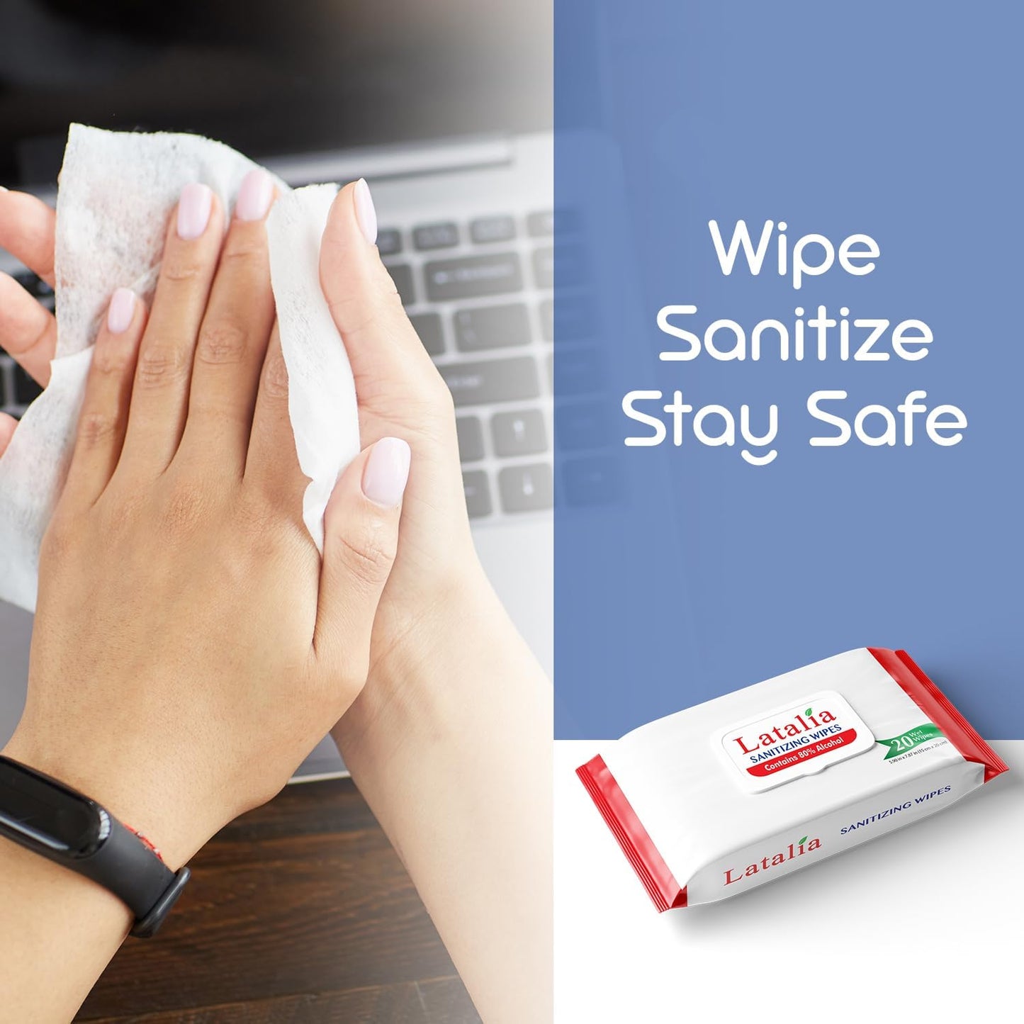 Hand Wipes | 80% Alcohol Hand Sanitizer Wipes for Hands & Face Moisturizing, Gentle, Convenient and Fragrance Free (400 Counts)