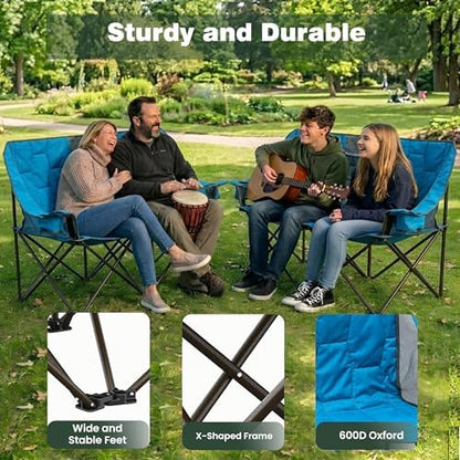 SUNNYFEEL Folding Double Camping Chair Oversized Loveseat for Adults