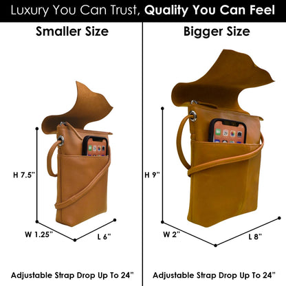 ili New York Leather Mini Sac Crossbody - Genuine Leather Crossbody Bags for Women with RFID Blocking, Adjustable Strap