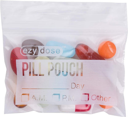 EZY DOSE Disposable Pill, Vitamin, and Medicine Organizer Pouches, Zippered Seal Bags, Pocket Sized and Travel Friendly, Easy to Use, 100 Count, BPA Free
