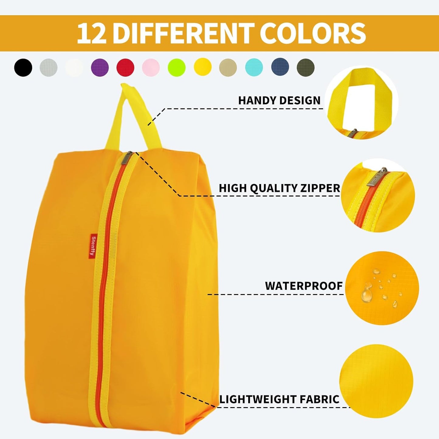 6pcs Portable Shoe Organizer, Travel Pouches with Zipper, Golf Shoe Bags, Clothes Bags, Soccer Cleats Bag Shoe Pouch for Gym, Waterproof, Odor-Resistant (Orange)