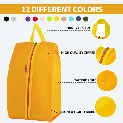 6pcs Portable Shoe Organizer, Travel Pouches with Zipper, Golf Shoe Bags, Clothes Bags, Soccer Cleats Bag Shoe Pouch for Gym, Waterproof, Odor-Resistant (Orange)