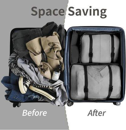 9 Set Packing Cubes for Suitcases, Aydicon Travel Luggage Packing Organizers with Laundry, Toiletry Bag, Compression Storage Shoe Bag, Toothbrush Case, Travel Essentials (Black)