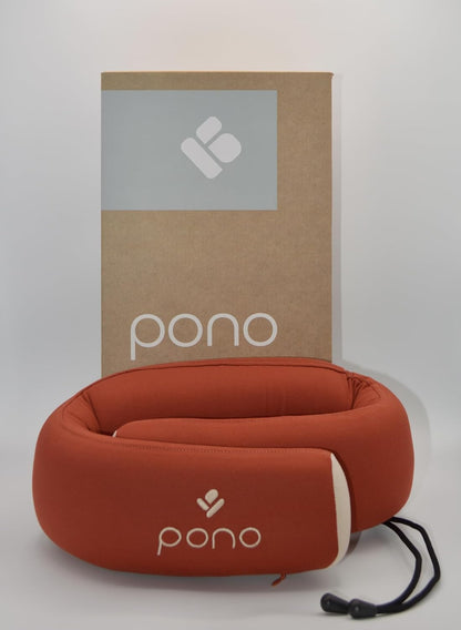Pono Neck Cradle Travel Pillow: Memory Foam, Ergonomic 360° Adjustable Support, Prevents Neck Pain/Head Nods. Infinity Shape Fits All Adults. Foldable Design for Easy Portability (Amber Blaze)