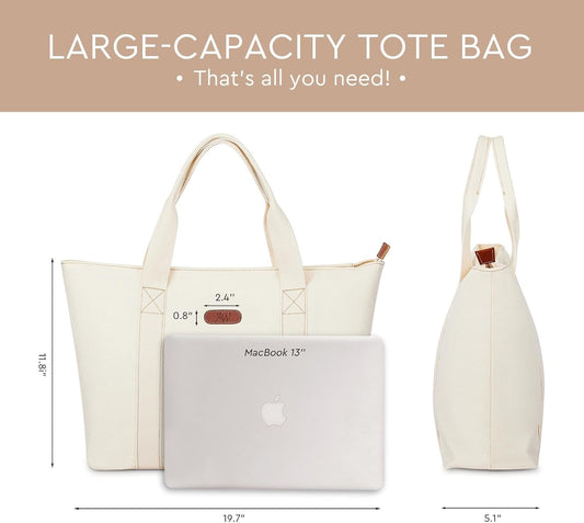 AW BRIDAL Monogram Canvas Tote Bag for Chrismas, Bridal Shower, Retirement, Birthday Gifts for Women Mom Wife Sister Friends