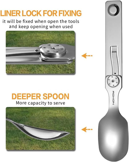 Roxon C2 Camping Utensil 2 in 1 Detachable Folding Cutlery with Fork & Spoon for Outdoor, Camping, Hiking, Easy to Carry Highly Practical Tableware