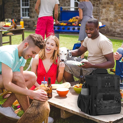 Expandable Insulated Lunch Box for Men & Women - Tactical Cooler Lunch Bag, Keeps Food Hot or Cold 8 Hours, Large Capacity with Water Bottle Holder & Shoulder Strap (Black)