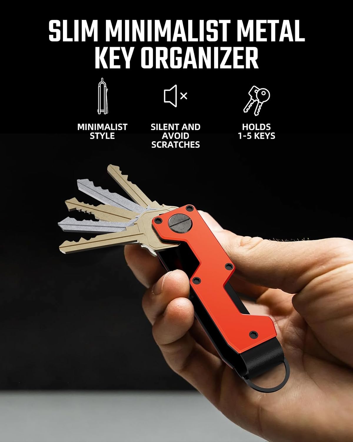 Key Organizer Compact Key Holder Metal Key Chain Minimalist key case key holder for keychain Secures 1-5 Keys