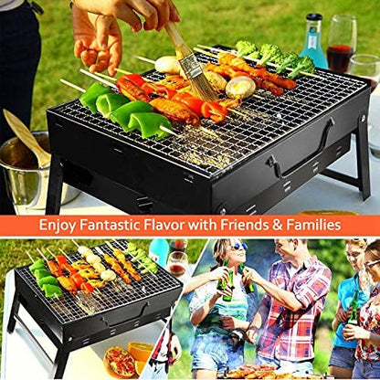 Portable BBQ Grill, Foldable Charcoal Grill Lightweight Smoker Grill for Outdoor Cooking Camping Hiking Picnics Tailgating Backpacking Party (Mini gril(17.7x10x11"))
