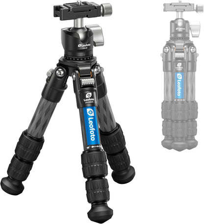 Carbon Fiber Travel Tripod with 360° Ball Head, Mini Desktop Tripod for DSLR Camera, Folded Height 10.6", Max Height 14.5″, Max Load 10kg/22lbs