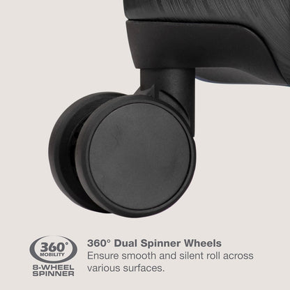 U.S. Traveler Boren Polycarbonate Hardside Rugged Travel Suitcase Luggage with 8 Spinner Wheels, Aluminum Handle, Black, Checked-Large 30-Inch