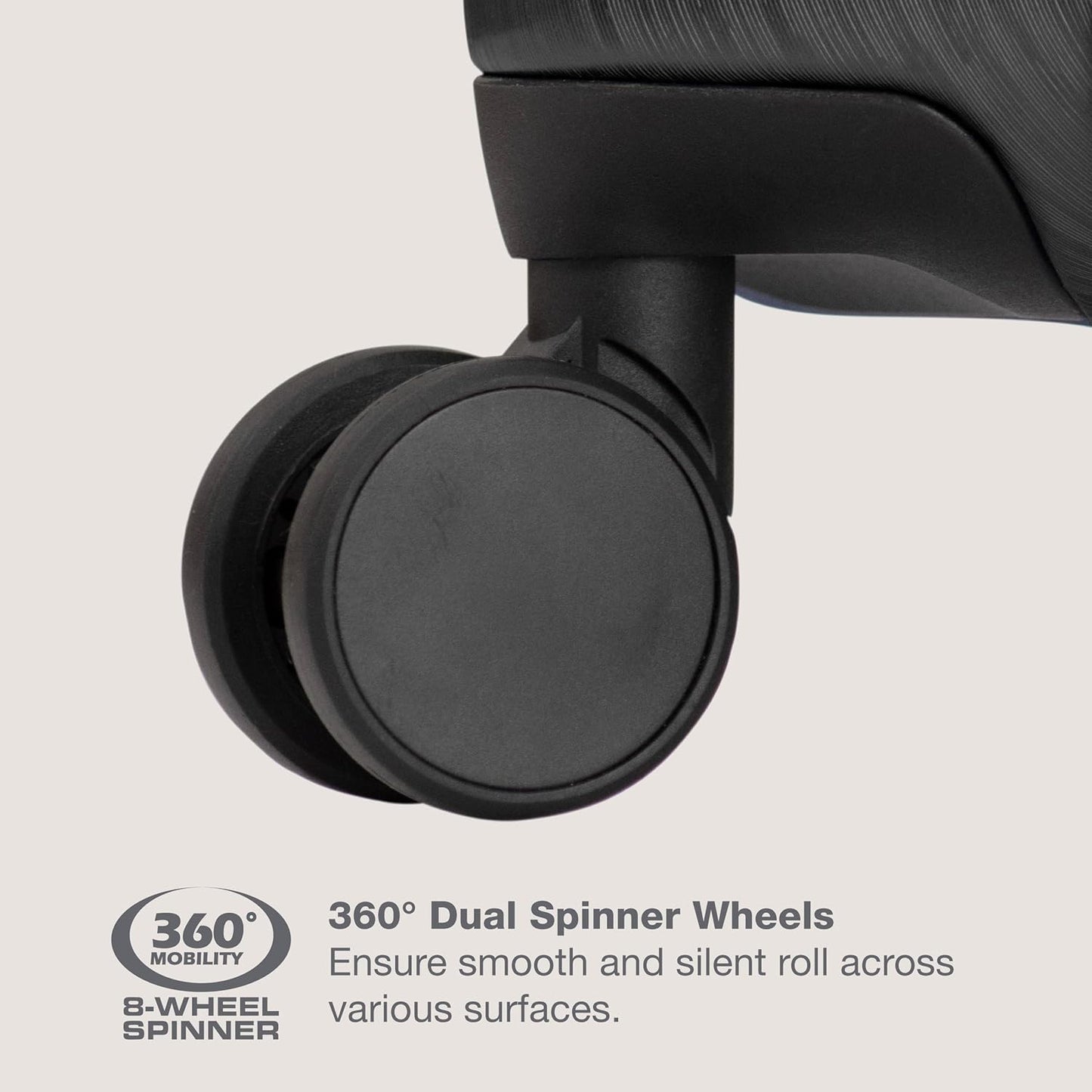 U.S. Traveler Boren Polycarbonate Hardside Rugged Travel Suitcase Luggage with 8 Spinner Wheels, Aluminum Handle, Black, 3-Piece Set, USB Port in Carry-On