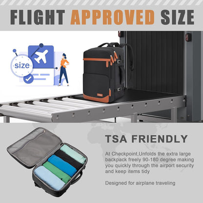 50L Travel Backpack with USB Charging Port, Water-Resistant Carry On Backpack for Men Women, Business Laptop Backpack for Trips & Commutes, Fits 18 Inch Laptop