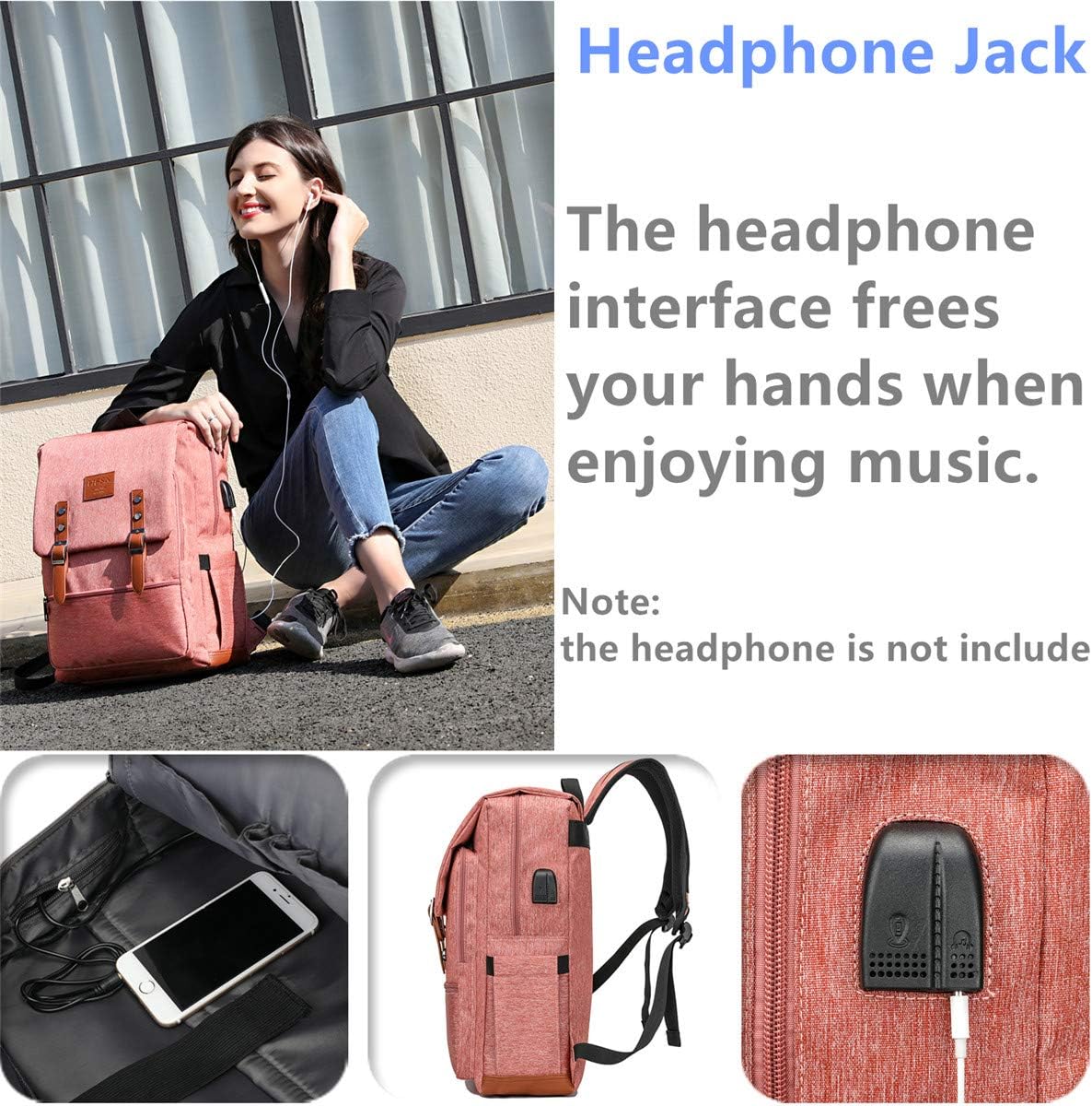 HFSX Vintage Backpack Men Women Business Travel Computer Backpack College Bookbag Stylish Water Resistant Vintage Backpack Fits 15.6 Inch Laptop