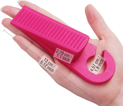 3 Pack Rubber Hook Type Door Stoppers 1 Inch Thick Door Stop Works on All Floor Surfaces, Control The Size of The Door Gaps and Prevent The Lock-Outs (Gray/Blue/Rose)