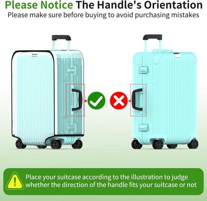 3 Pieces Clear Luggage Cover Protectors, 0.4mm Thicken PVC Suitcase Covers for Luggage, 20"+24"+28" Waterproof Dustproof Anti-scratch Travel Luggage Sleeve for TSA Approved