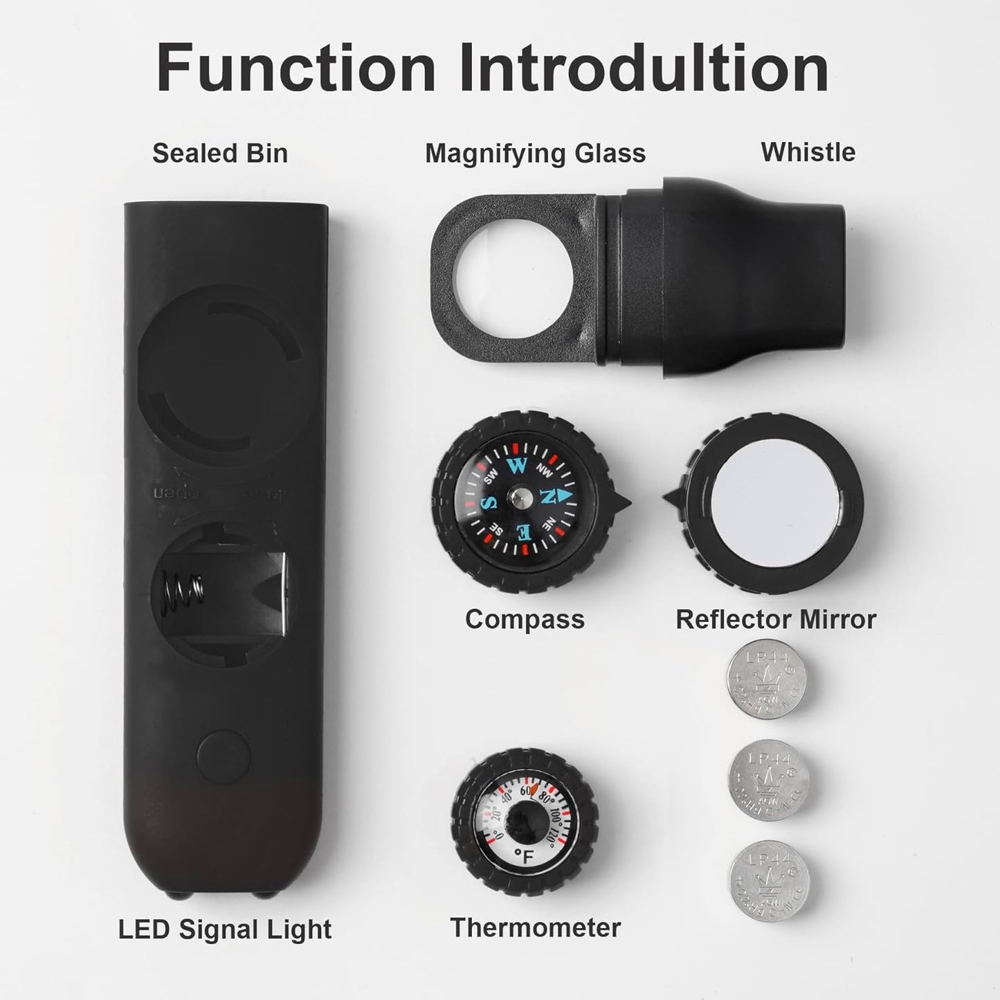 Emergency Survival Safety Whistle，Whistle for Kids with Lanyard,Compass,Thermometer,Ideal for Kayaking, Boating, Hiking, Camping, Climbing