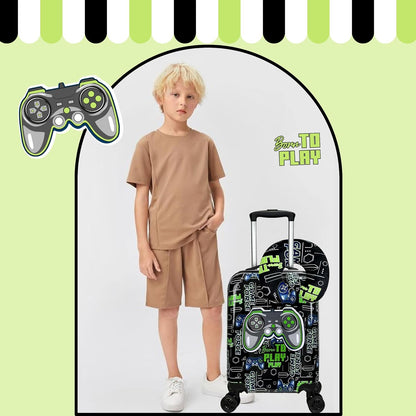 Kid’s Luggage Set 5 Piece Suitcase Set 16’’ Hardside Luggage with Spinner Wheels Girls Boys Carry on Luggage Travel Rolling Luggage Airline Approved